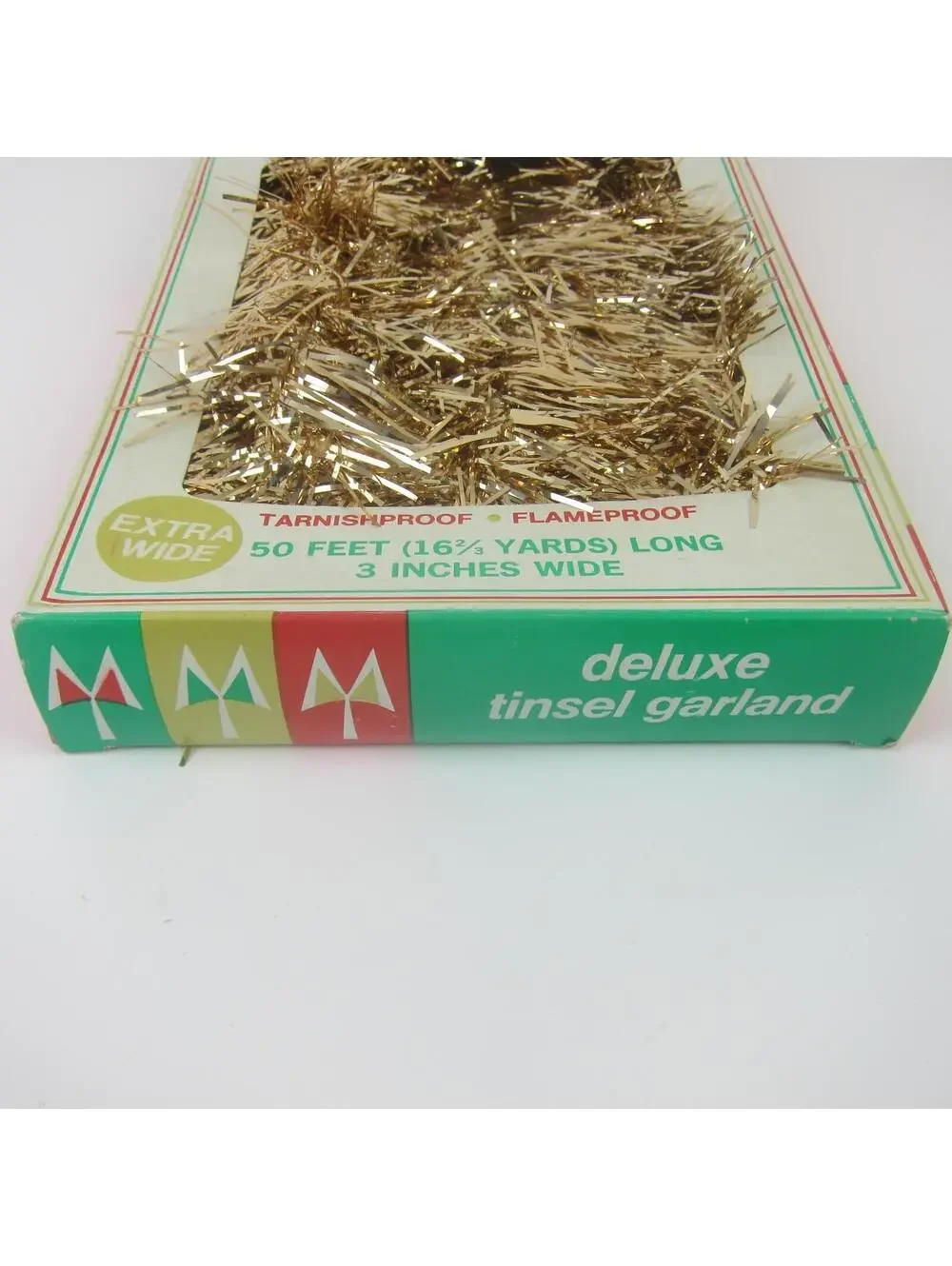 Vintage Christmas Gold Tinsel Garland 50 Ft x 3